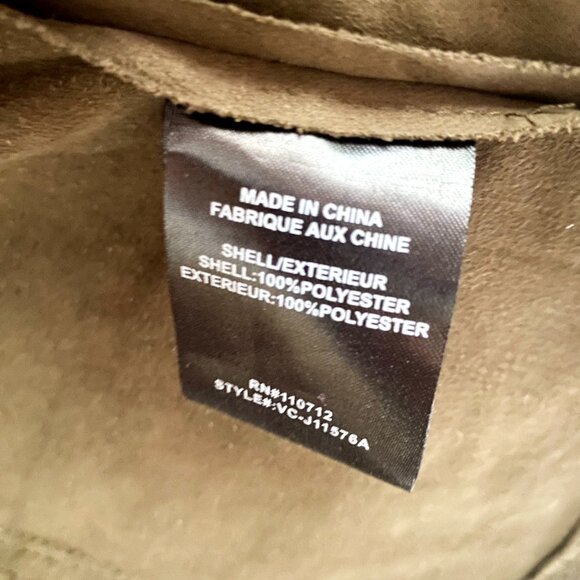 Vigoss Faux Suede Waterfall Zip Moto Jacket in Olive Green - Picture 8 of 8